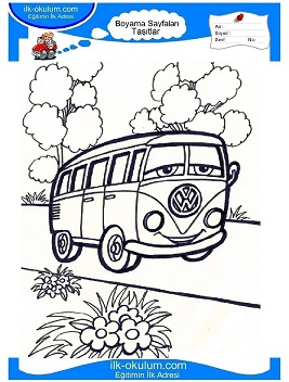 Çocuklar İçin Minibüs Boyama Sayfaları 